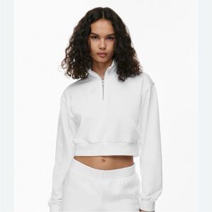 Aritzia TNA Sweatfleece Cozy Fleece Perfect Fit 1/4 Zip Sweatshirt Size XS